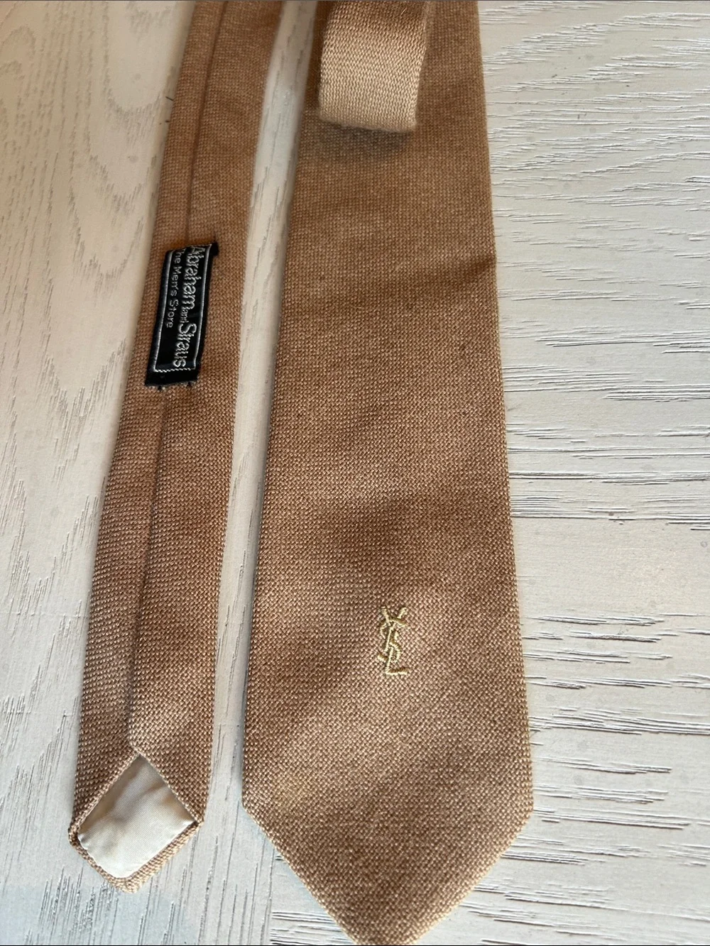 Yves Saint Laurent Beige Abraham and Straus Men’s Tie